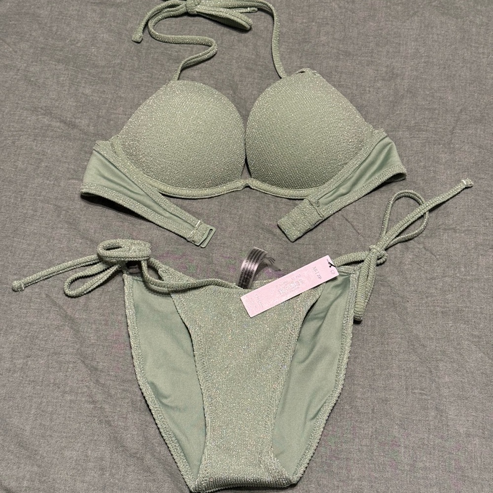 Victoria's Secret Green Bikini Set with Underwire Support